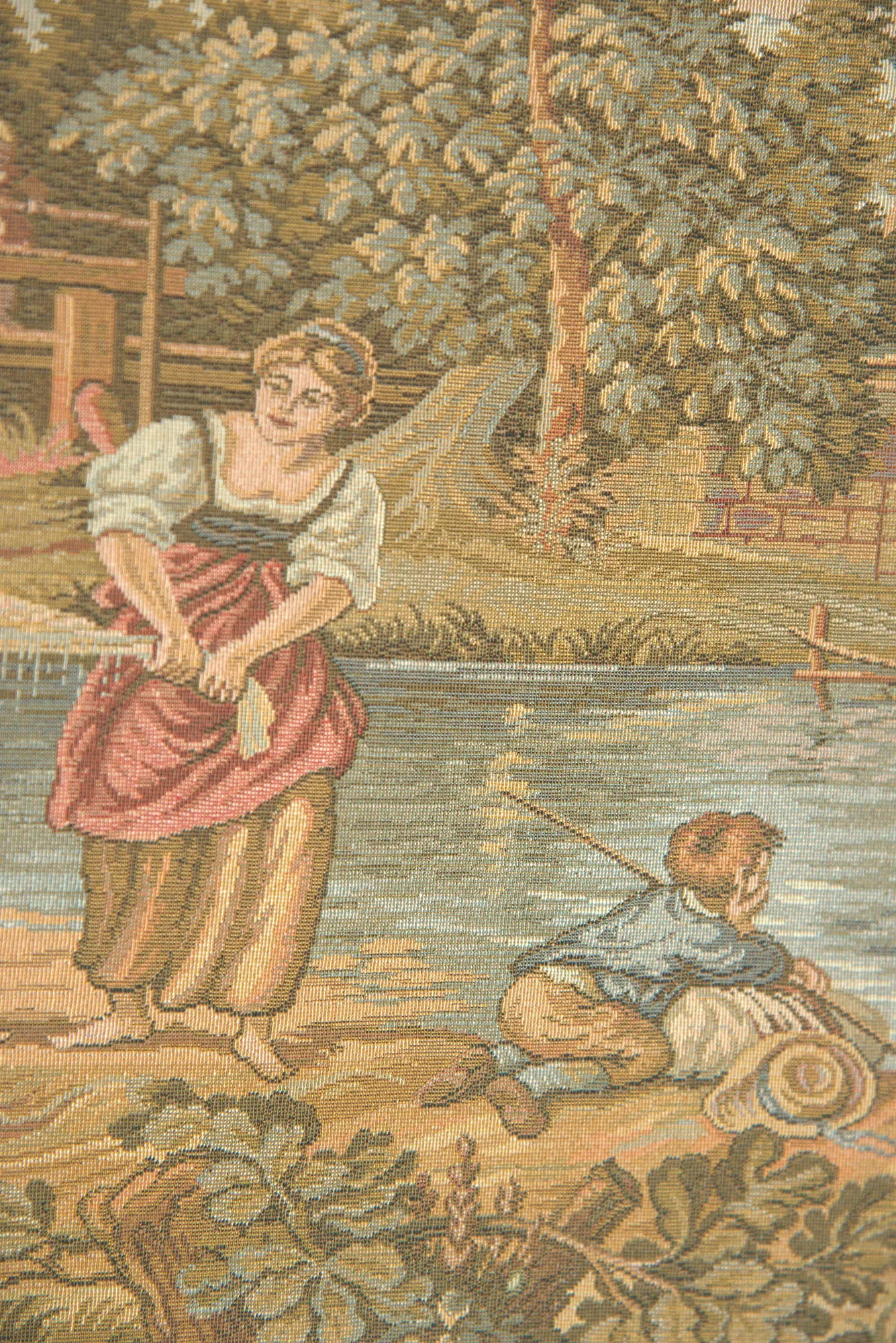 Washing by the Lake Small without Border Italian Tapestry Wall Hanging by Francois Boucher