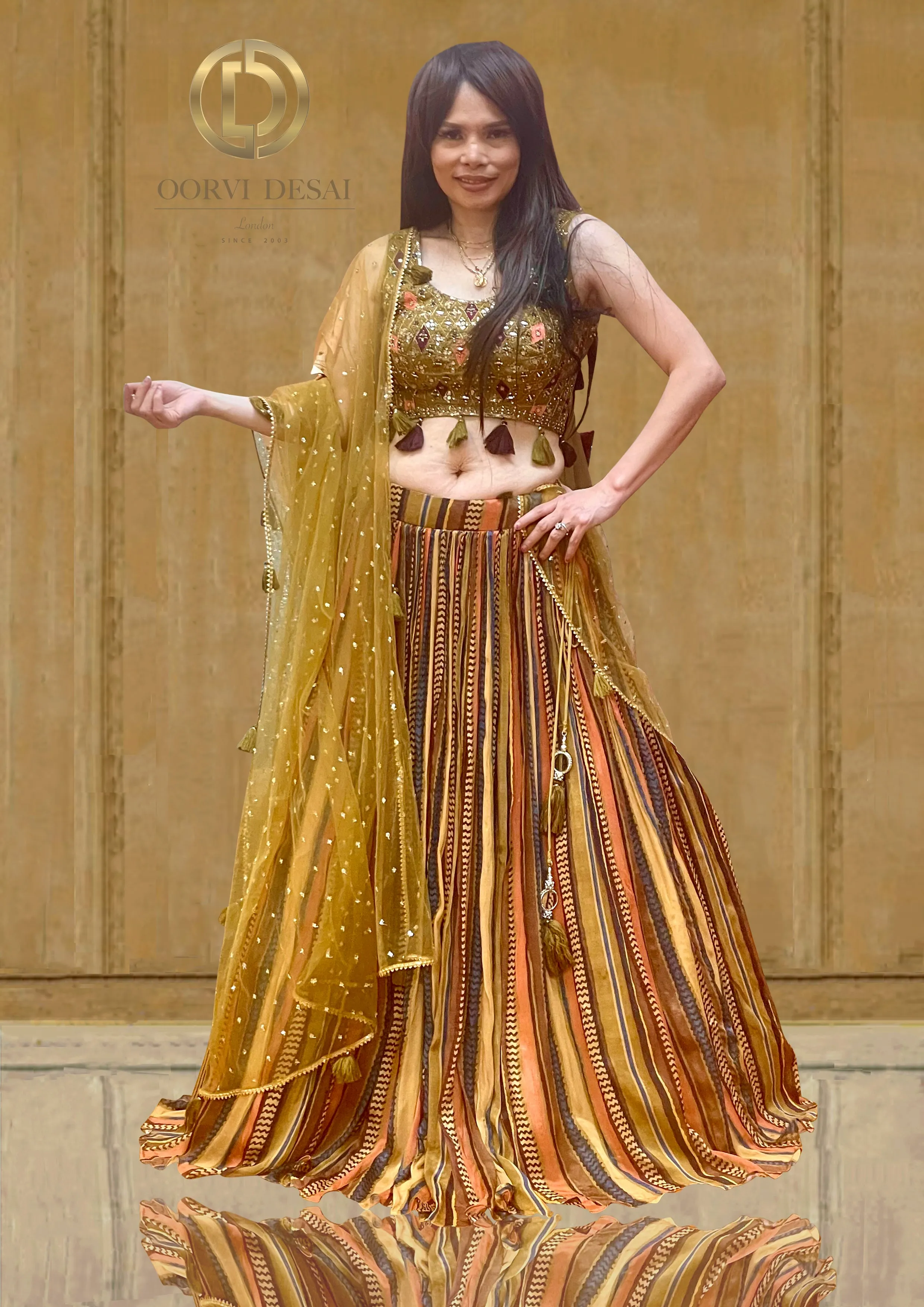 Wedding Guest Lehenga With Golden Dupatta