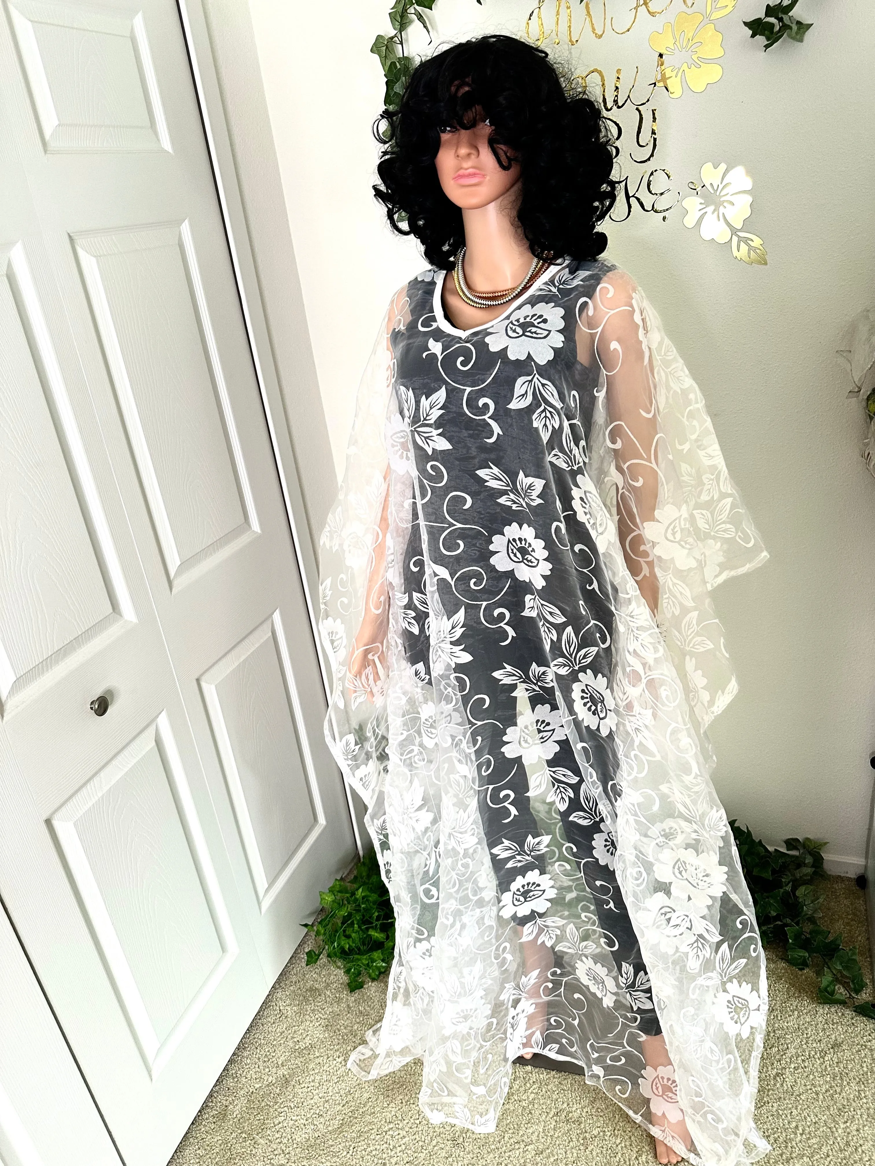 white Net Lace Bubu dress without inner
