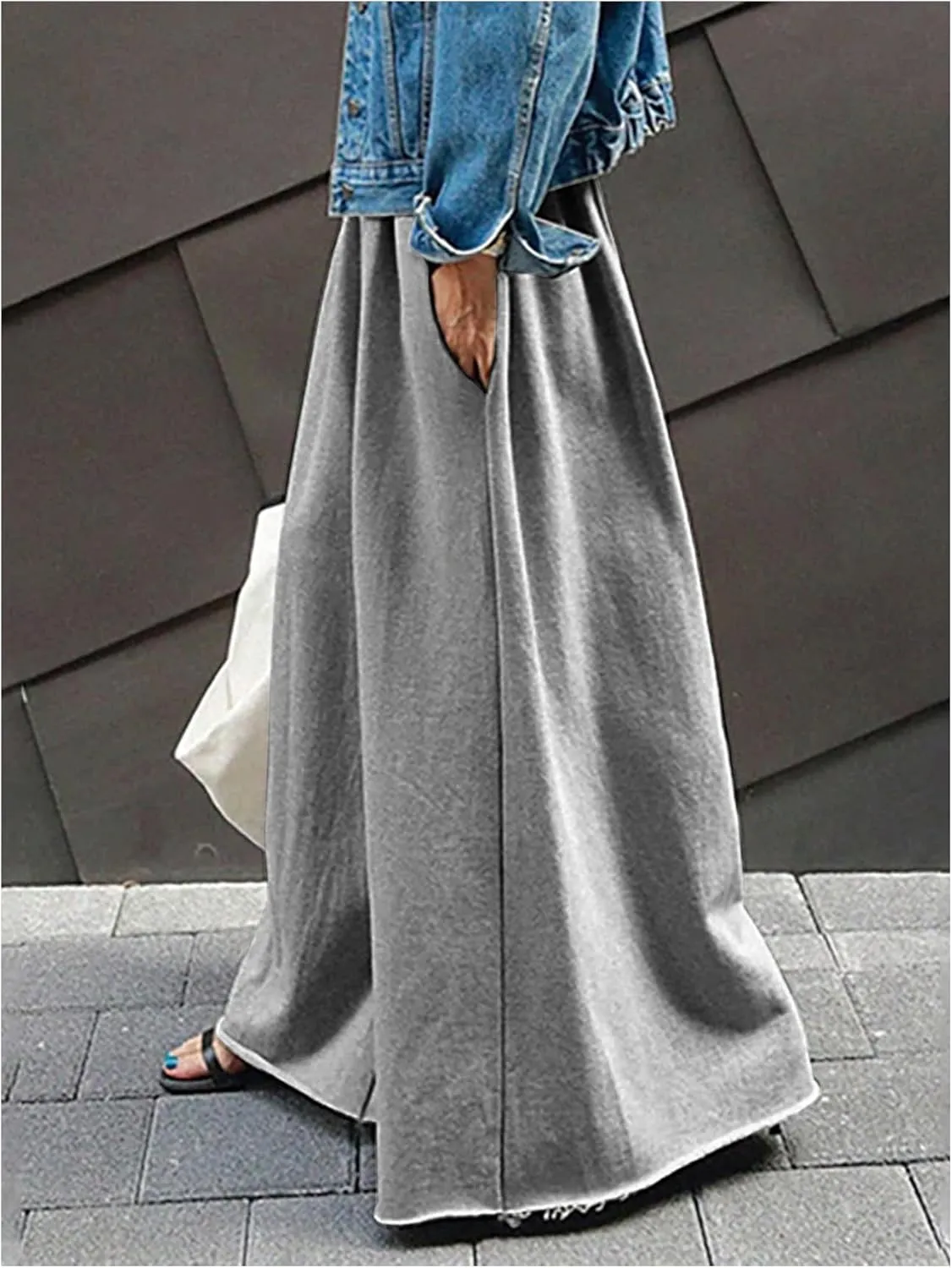 Women's Wide Leg Sweatpants High Elastic Waist Flowy Palazzo Pants Loose Baggy Pants Bottoms