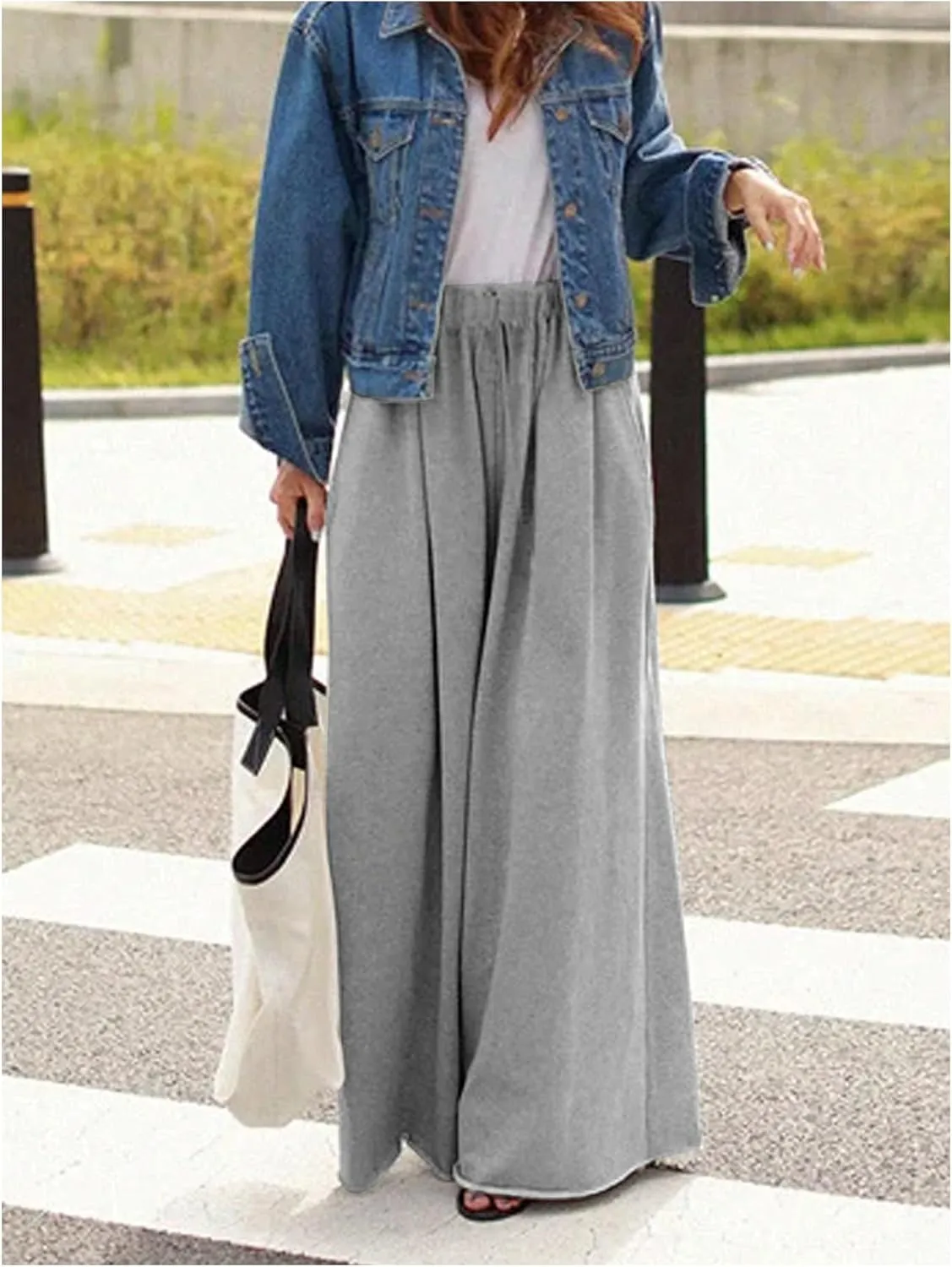 Women's Wide Leg Sweatpants High Elastic Waist Flowy Palazzo Pants Loose Baggy Pants Bottoms