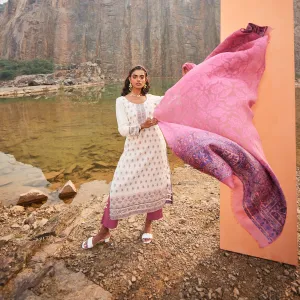 Woven Cupro Poly Blend  Unstitched Suit Co-ords Set